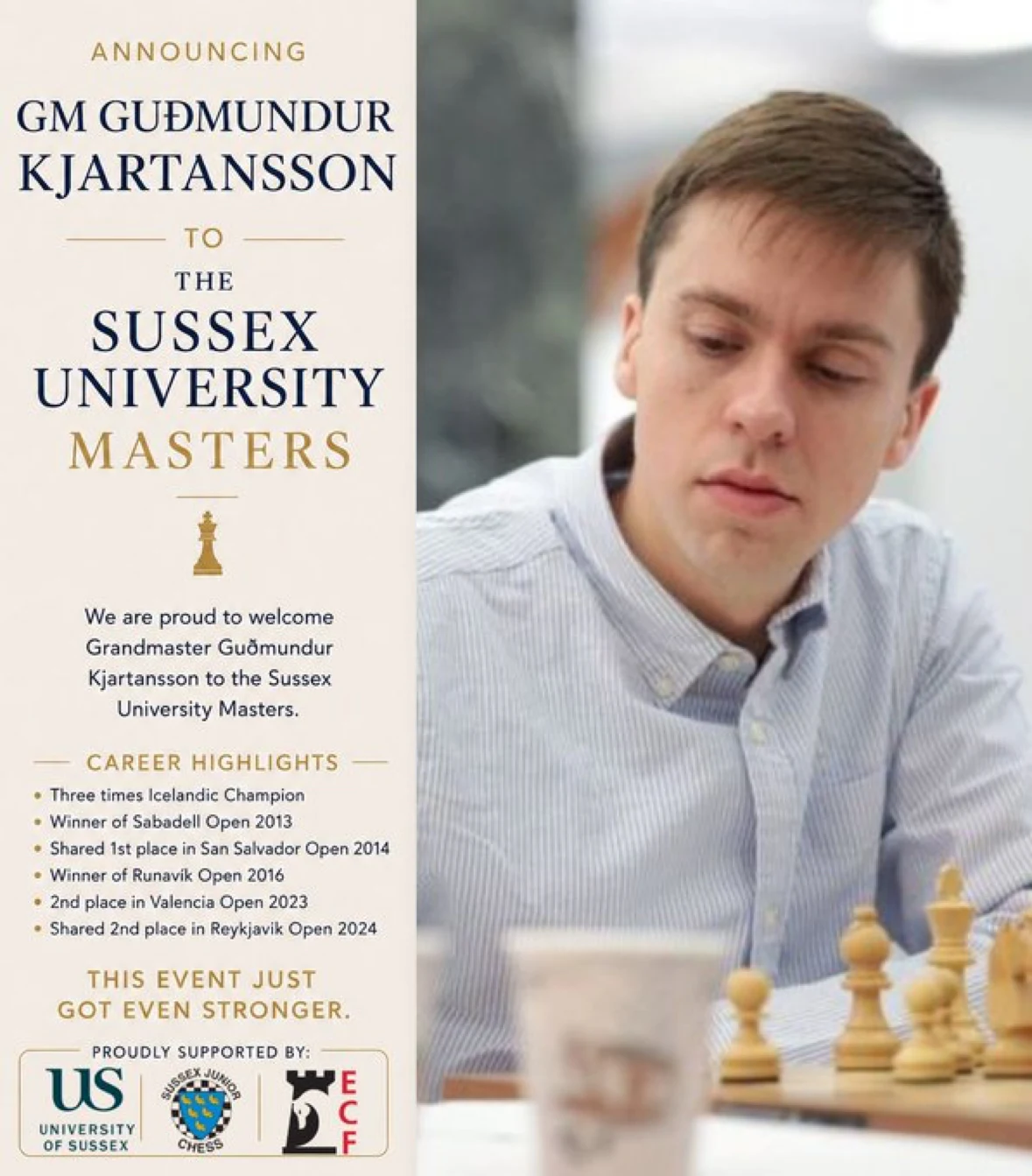 Announcing GM Guðmundur Kjartansson to the Sussex University Masters