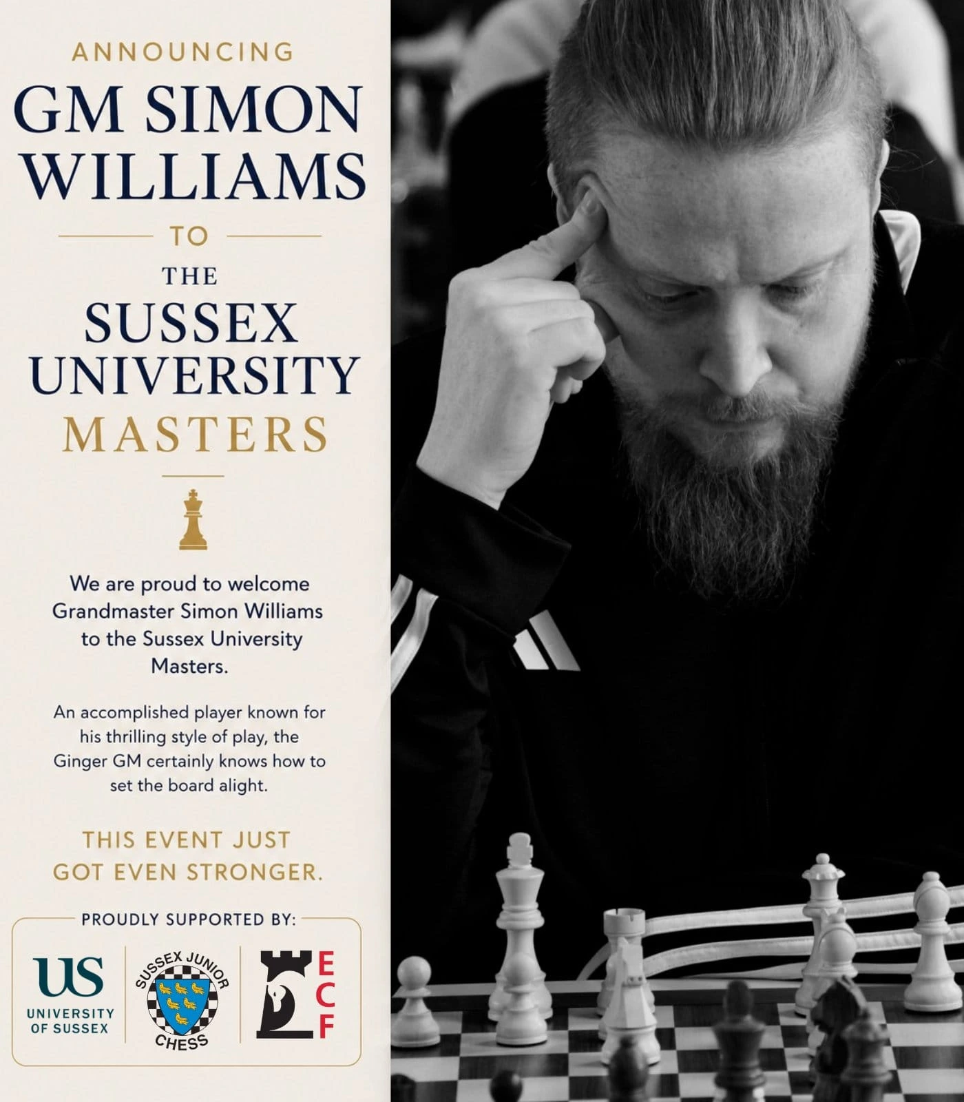 Announcing GM Simon Williams to the Sussex University Masters